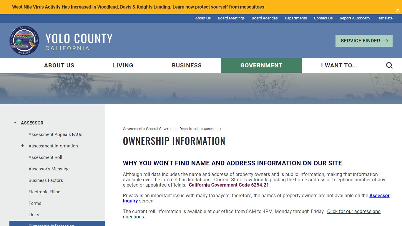 Ownership Information | Yolo County